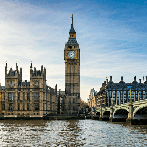 London skyline with Big Ben and historical architecture under a soft afternoon sun